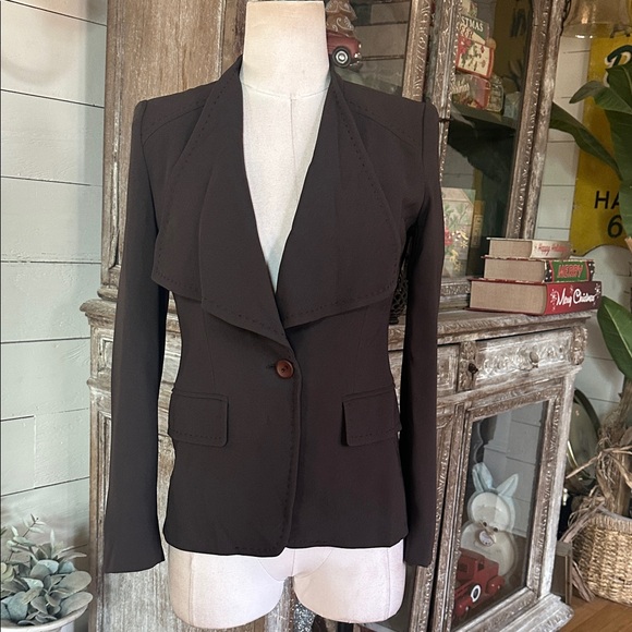 MaxMara Jackets & Blazers - MAXMARA LUXURY BROWN ONE BUTTON BLAZER JACKET 4 EXCELLENT